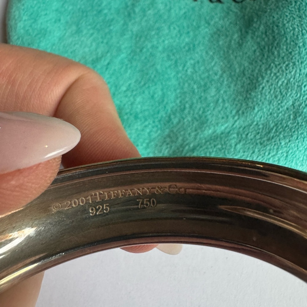 Tiffany & Co Sterling Silver and 18K Gold Multi-Gemstone Cuff 6" Wrist 85.6g - Picture 12 of 16